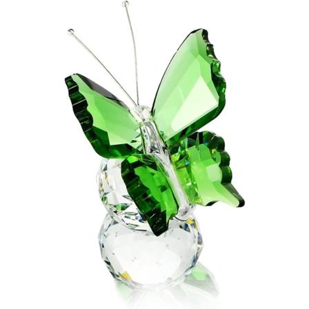 Krystallflygende sommerfugl med glasskulebase Figurinsamling Ornament Statue Dyreobjekt (Blå)