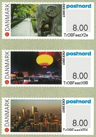 Danmark - Udstilling CICE 2017 Nanjing, Kina - Postfrisk sæt udstillingsmærker 3v TrO