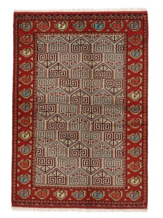 Turkaman Rug 138X195 Dark Red/Black Wool, Persia