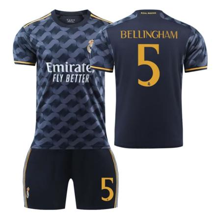 23/24 Ny sesong borte Real Madrid CF BELLINGHAM No. 5 Kids Jersey Pack Barn-26