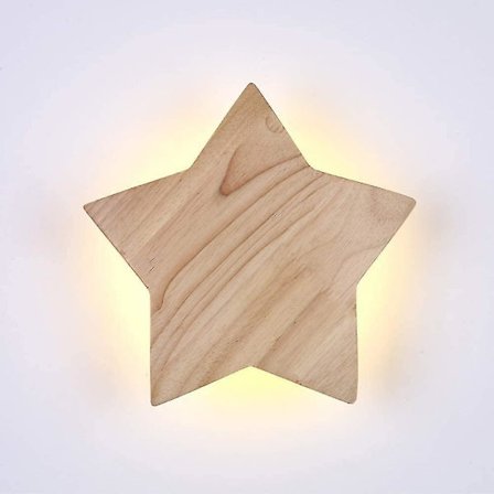 Led Wood Star Wall Lamp Modern Creative Cartoon Wall Lamp Night Light Bedside Lamps For Baby Kids Bedroom Living Room Attic Solid Wood Ceiling Lamp 30