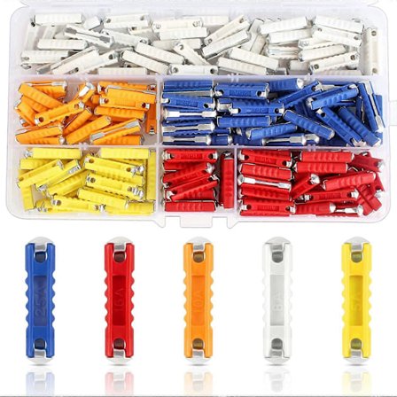 Torpedosikring - 200 stk Bilskrug - med Oppbevaringsboks - Flerfarget Kontinentale Sikringer