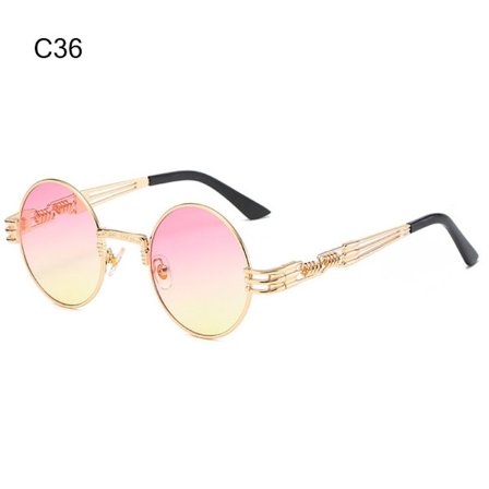 Runda Steampunk Solglasögon Metallram Solglasögon C36 C36