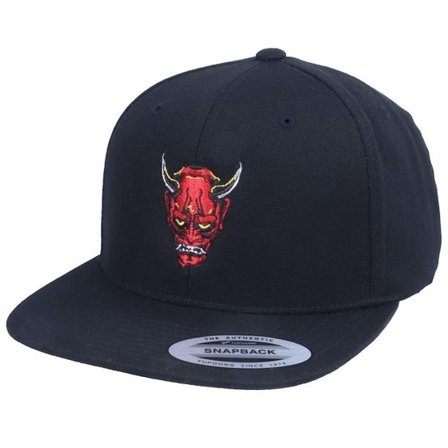 Iconic - Svart snapback Keps - Red Oni Demon Mask Black Snapback @ Hatstore