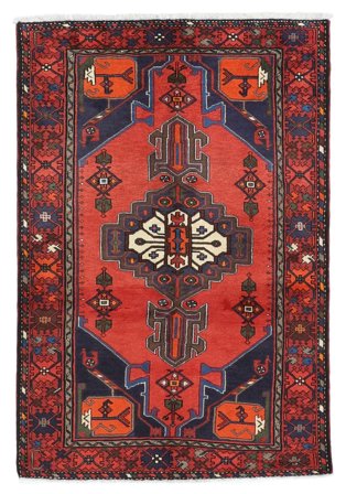 Tapis Hamadan 135X200 Rouge Foncé/Noir (Laine, Perse)