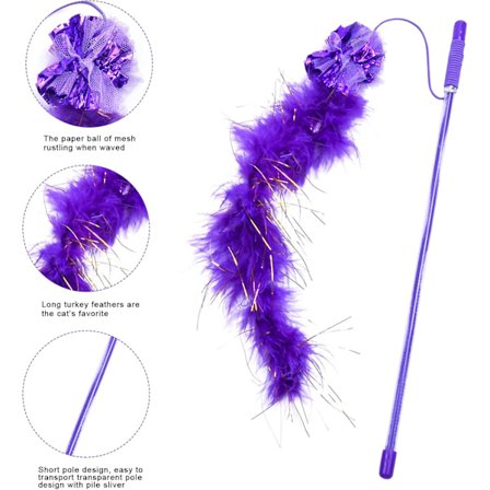 Plyslegetøj til kat, sjov kattepind i plys med lang