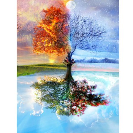 Diamond painting / Dekorativ målning DIY 5D-30x40cm-Magiskt träd - high quality