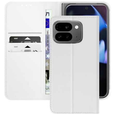 Fodral för Google Pixel 9 Pro Fold - Abeel - Vit - Anti-RFID - Kortfack - Magnetisk stängning