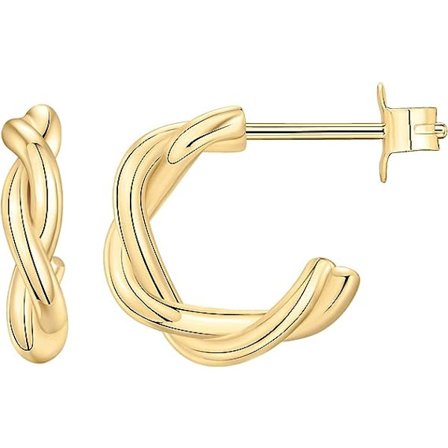 14K guldpläterad 925 Sterling Silver Post Ultra tjock Huggie Örhänge | Mini Hoop örhängen för kvinnor | Guldpläterade små ringar, 33 mm