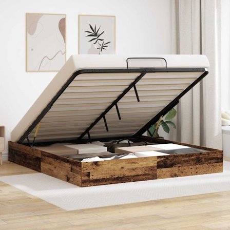 Ottoman Sängram Gammalt trä 160 x 200 cm Konstruerat trä