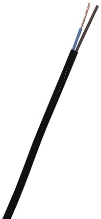 Nexans SKK Tilkoblingskabel H03VV-F, 300/300 V 2 x 0,75 mm², svart, Stikkontakter & kabler