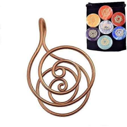 Kuparisormukset naisille, parantavat spiraalikäsirenkaat kristalleilla, käsintehty kuparisormussarja energiahoitoon, chakrojen tasapainottamiseen, 