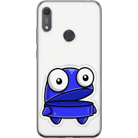 Kompatibel Mobilcover til Huawei Huawei Y6s (2019) Blå tegneseriefigur med åbent udtryk og store øjne i sjov illustration