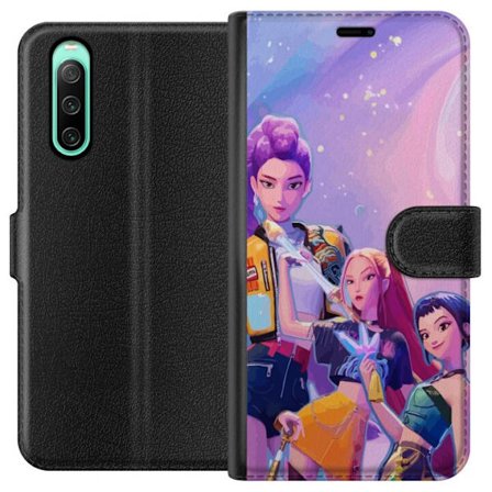 Kompatibelt Lommeboketui til Sony Xperia 10 IV Futuristiske popdamer i neonfarger med magiske detaljer mot en drømmeaktig galaksebakgrunn