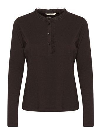 Crnaia Flounce Blouse Black Cream