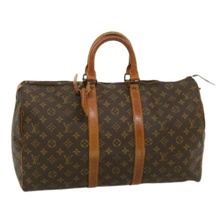 Louis Vuitton Vintage, Pre-owned Canvas Keepall Bruin, Dames, Maat:ONE Size,leer
