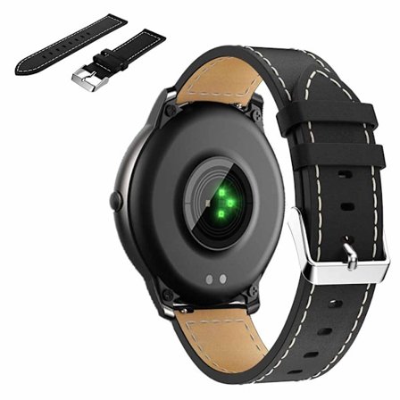 Universal simple genuine leather watch band - Black