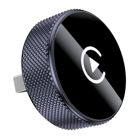 Älykäs Carplay & Android Auto langaton sovitin – Tummanharmaa metalli & lasi liitäntäkotelo