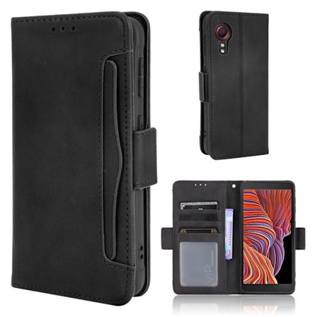 Modern-styled Læder Pung Etui til Samsung Galaxy Xcover 5 - Sort