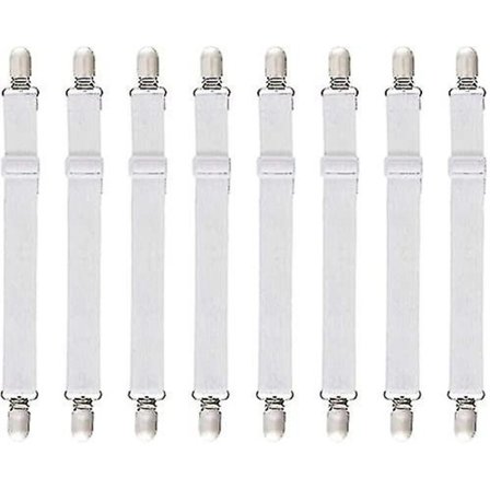 8 st (60 cm till 200 cm) Justerbar spännlakan, justerbara spännare, passar alla sängar och madrasser, vit