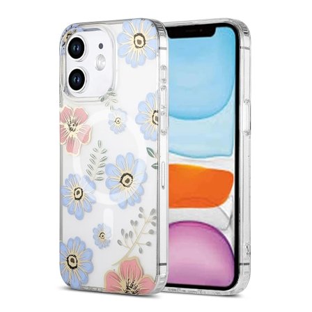 iPhone 11 Mobilskal MagSafe - Blommor Röd/Blå