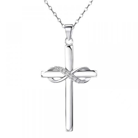925 Sterling Silver Halsband Kors Smycken Kristna Present Flickvän Kors Smycken