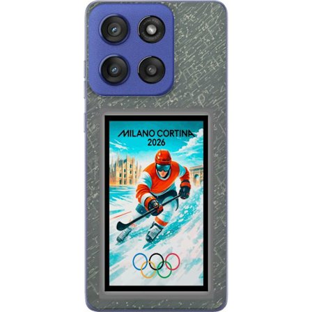 Kompatibel Mobilcover til Motorola Edge 60 Stylus Curling illustration med spillere og sten på isen, Milano Cortina 2026, snedækkede stænk og olympisk