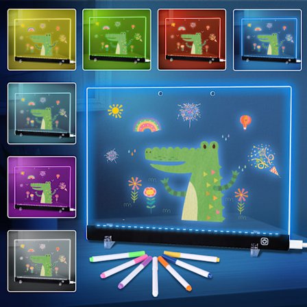 LED-ritplatta för barn - Inkluderar 7 pennor (30 x 20 cm)