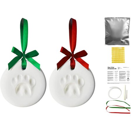 Lufttørrende ler-sæt, kæledyr poteaftryk mindesæt til hunde og katte, komplet hukommelsesfremstillingssæt med kagerulle og bånd til kæledyr