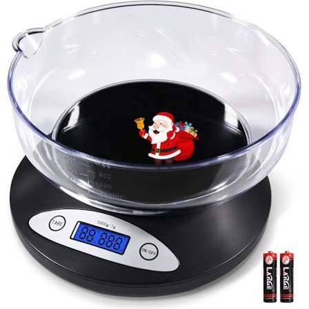 Digital køkkenvægt, meget præcis 5000g/11lb x 0,1oz, fødevaregvægt til madlavning, bagning og vægttab, køkkenvægt med skål 2 tilstande og tara F