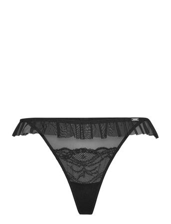 Brief Ivy Thong Flounce Stringtruse Undertøy Svart Lindex*Betinget Tilbud