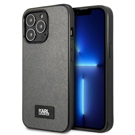 Karl Lagerfeld Saffiano Plaque-etui til iPhone 13 Pro Max 6,7" - Sølv