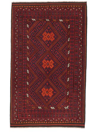 Dywan Kilim Maimane 155X255 Czarny/Ciemnoczerwony (Wełna, )
