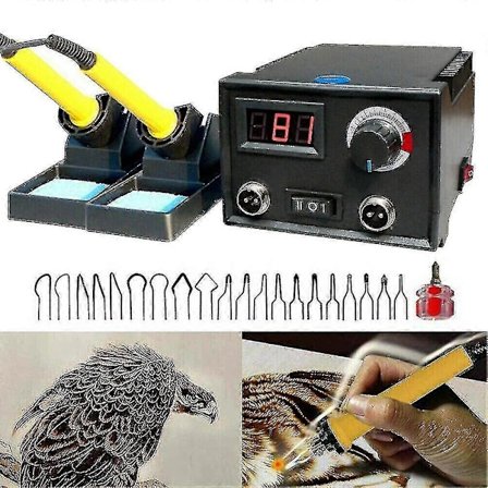 Träbrännare Justerbar Temperatur Digital Display Pyrografi Dubbel Penna Brännmaskin Kalebass Trähantverk Verktygssats Lödkolv Ir