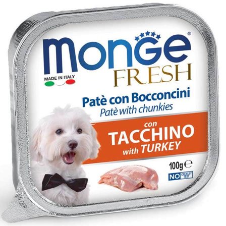 Monge Fresh Paté Bocconcini Con Tacchino Cibo Umido Per Cani