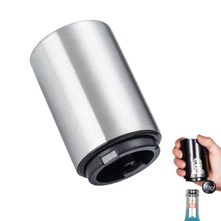 Magnetisk Automatisk Flaskeåbner i Rustfrit Stål - Tryk-Ned Åbner