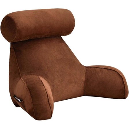 Yky-lesepute, ryggstøttepute, ryggstøttepute for å sitte i sengen, stor ryggstøtte for voksne med armlener, sidelommer, avtakbar nakkestøtte for 