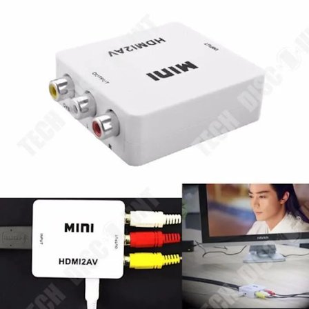 Mini HDMI-adapter, 1x HDMI utgång, 3x RCA ingång, USB-kabel ingår[D]