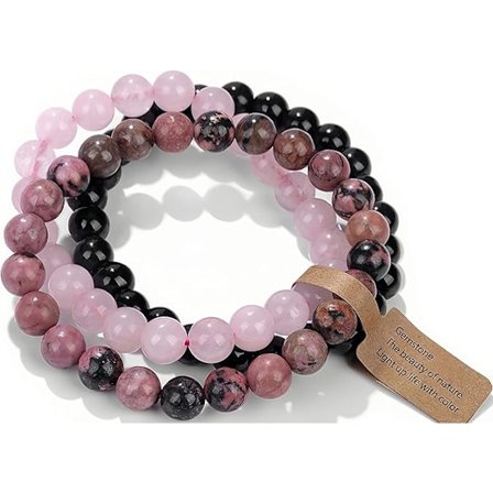 Ægte naturstensarmbånd, 8 mm pararmbånd bringer lykke og held, selvtillidsstensarmbånd til kvinder og mænd