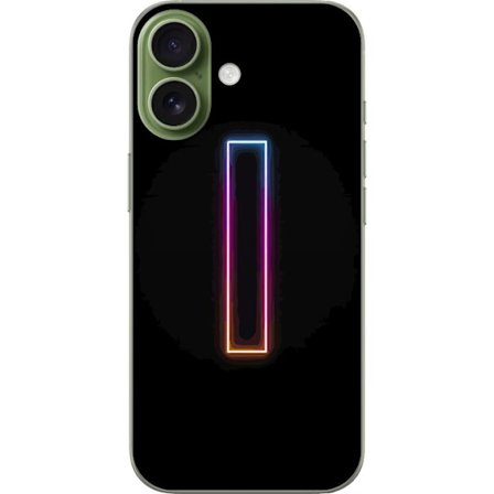 Kompatibel Mobilcover til Apple Apple iPhone 17 Minimalistisk neonbogstav I i regnbuefarver mod mørk baggrund