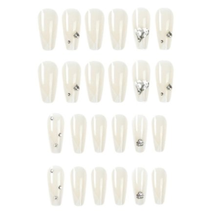 Franska press-on naglar medium falska naglar genomskinliga naglar för kvinnor