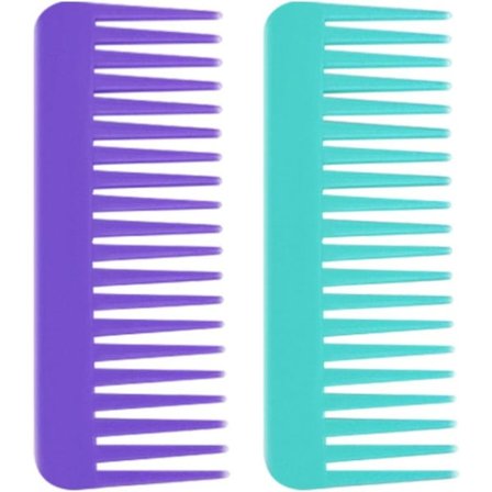 TG 2 st Bredtandskam för Lockigt Vått/Torrt Hår Utan Handtag - Detangler Styling Kam för Tjockt/Fint Hår (Ljusgrön, Lila)