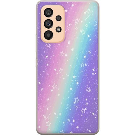 Kompatibel Mobilcover til Samsung Galaxy A53 5G Rainbow-farvet pastelbaggrund med hvide stjerner og glitrende prikker i blød overgang