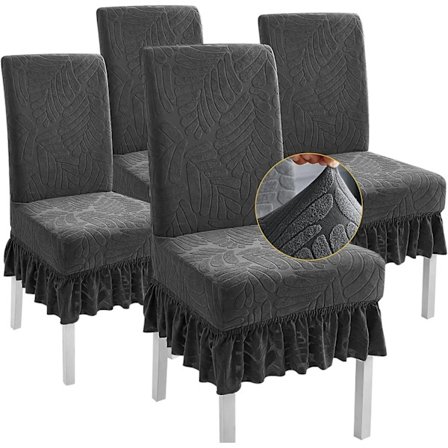 Matstolsöverdrag med kjol - Set om 4 stolsöverdrag
