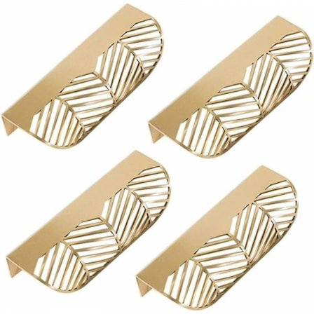 4 stk. bladformede skaphåndtak i gullfarget messing