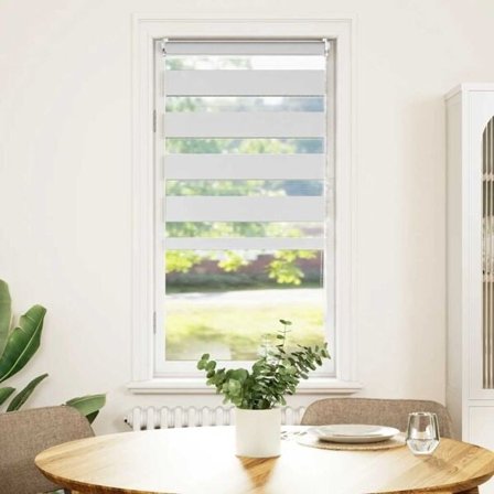 vidaXL Rullgardin randig vit 80 x 150 cm transparent