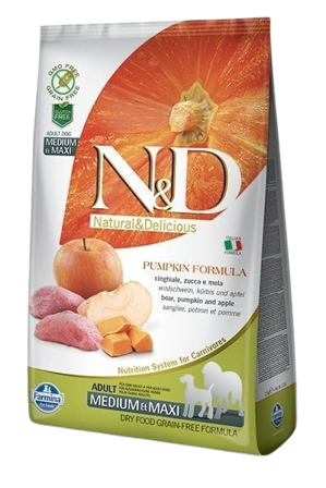 Farmina - Dog N&D Pumpkin Boar & Apple Adult Medium/Maxi 12 kg - Hund - Hundefôr & hundemat - Tørrfôr for hund - ZOO.no