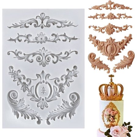 1PC Barock Snidad Tårtform Blomspets Retro Relief Fondant S