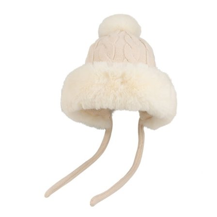 IC Kvinnor vinter peruanska cover öron Beanie Hat Öronlappar Sherpa vit