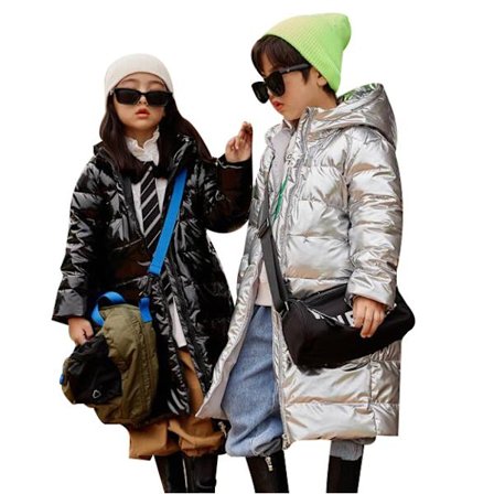 Lång kappa med dunhuva för barn